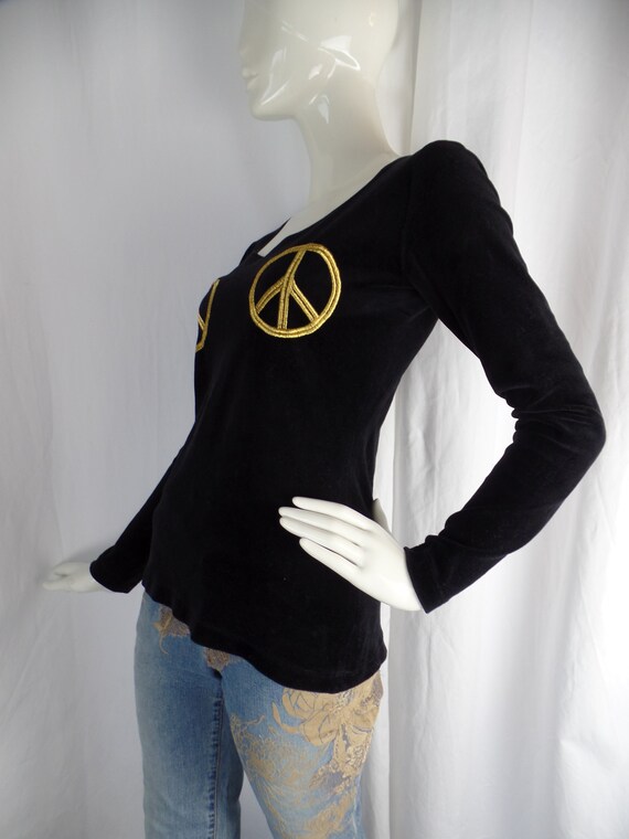 80s CHEAP & CHIC by MOSCHINO peace symbol black v… - image 3