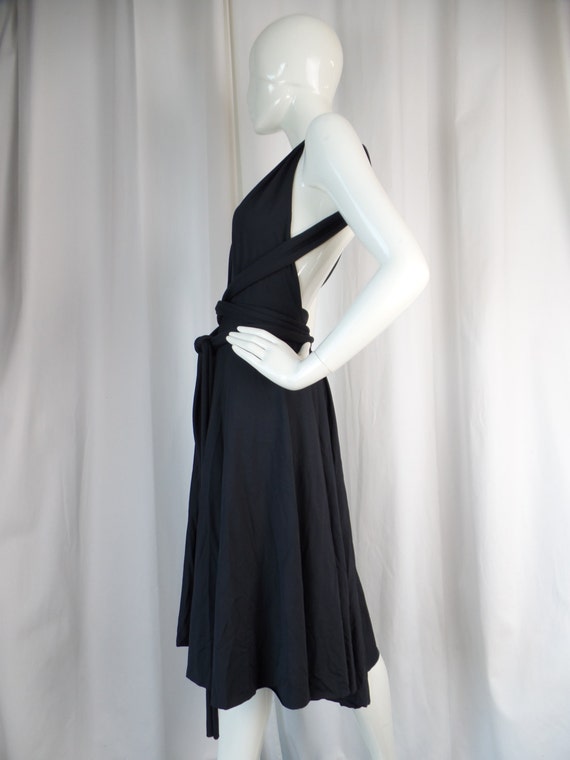 80s deadstock convertible black nylon stretch hal… - image 3