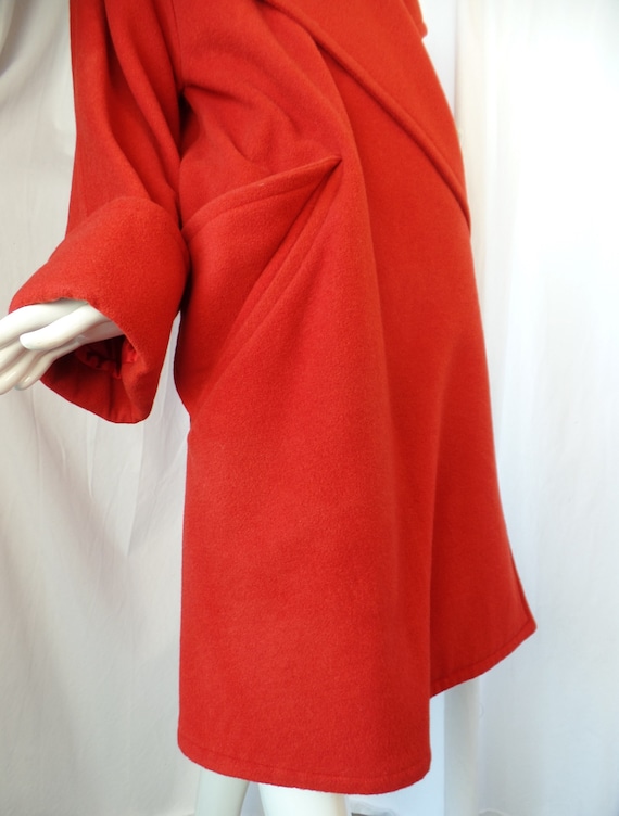 80s RARE vintage KARL LAGERFELD scarlet red woolw… - image 5