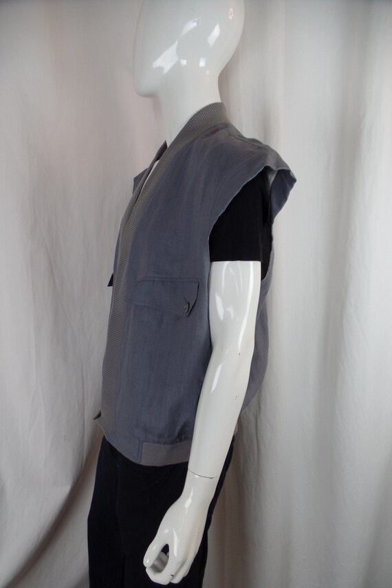 RARE 1970s COURREGES HOMME Paris men's grey linen… - image 5