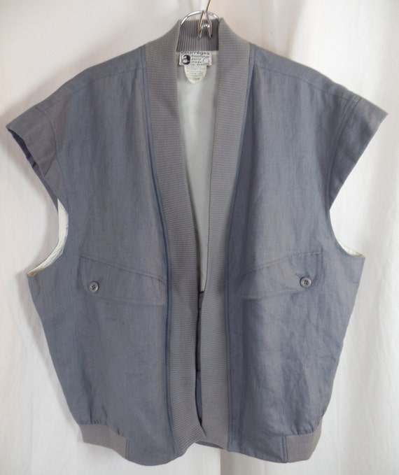 RARE 1970s COURREGES HOMME Paris men's grey linen… - image 3