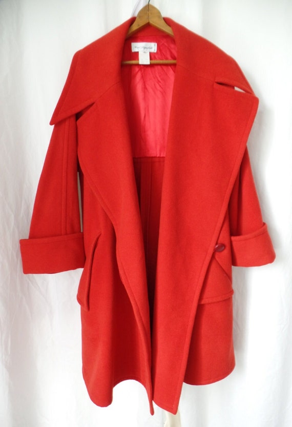 80s RARE vintage KARL LAGERFELD scarlet red woolw… - image 8