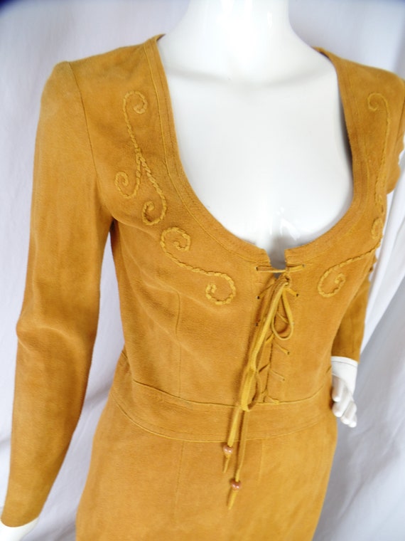 70s vintage custom made genuine suede deerskin pe… - image 8