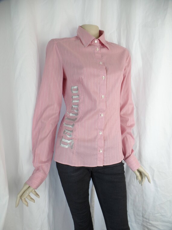 vintage JOHN GALLIANO fitted pink white and silver