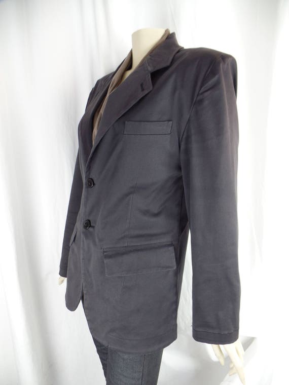 80s ANN DEMEULEMEESTER dusty navy cotton boyfrien… - image 3