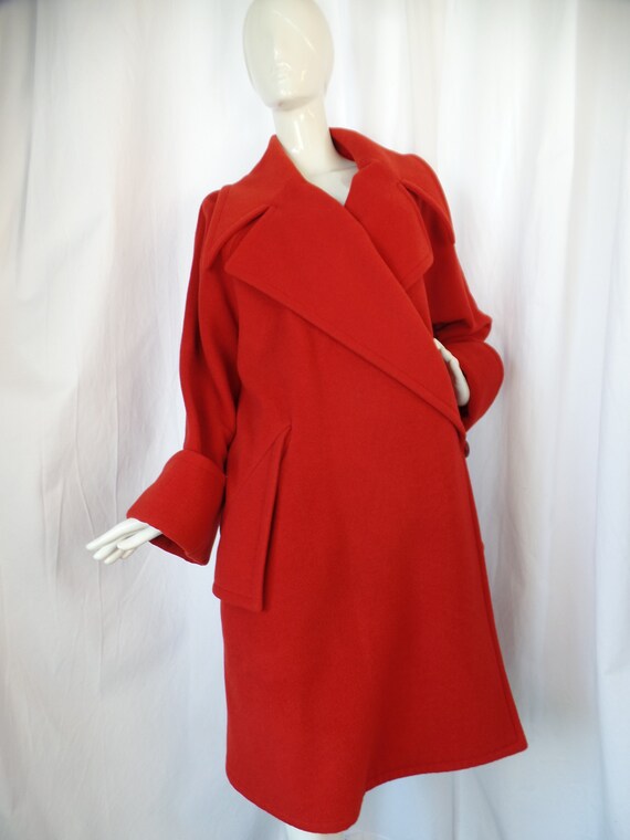 80s RARE vintage KARL LAGERFELD scarlet red woolw… - image 1