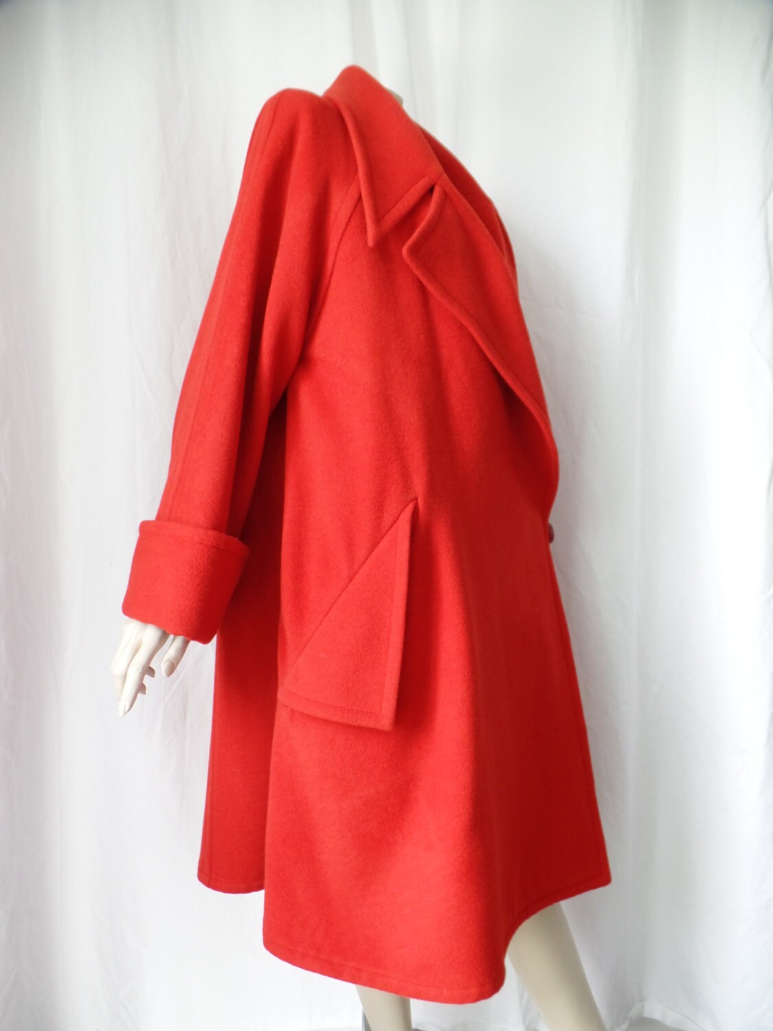 80s RARE vintage KARL LAGERFELD scarlet red woolwrap style | Etsy