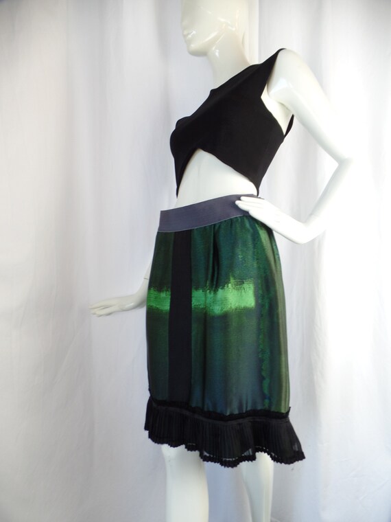 vintage ALBERTA FERRETTI black green ombre silk s… - image 3