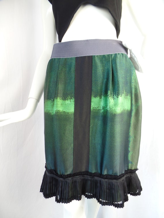 vintage ALBERTA FERRETTI black green ombre silk s… - image 2