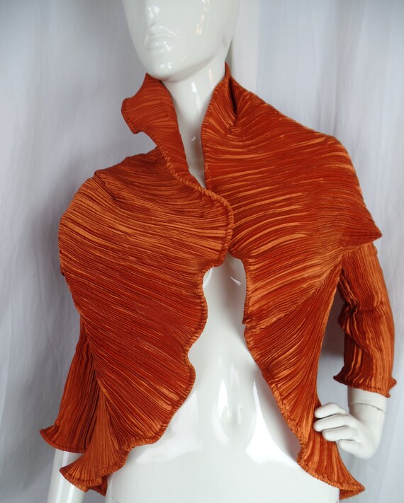 90s MASHIAH Accordion plisse "Leaf Edge Shrug"/ a… - image 2