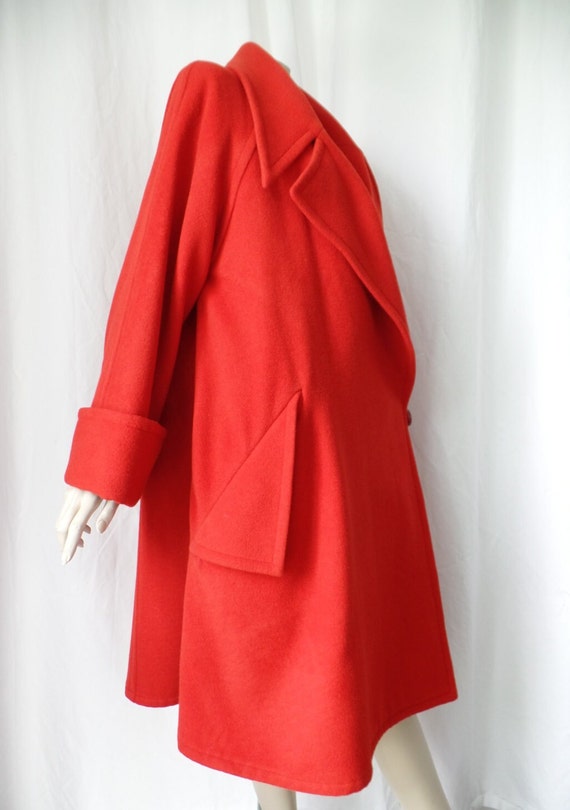 80s RARE vintage KARL LAGERFELD scarlet red woolw… - image 4