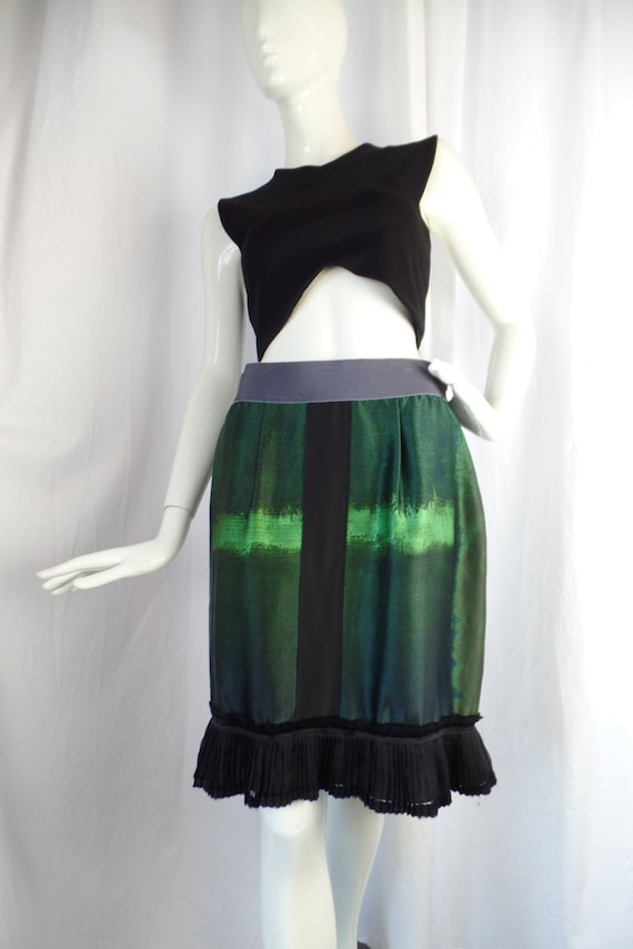 vintage ALBERTA FERRETTI black green ombre silk s… - image 1