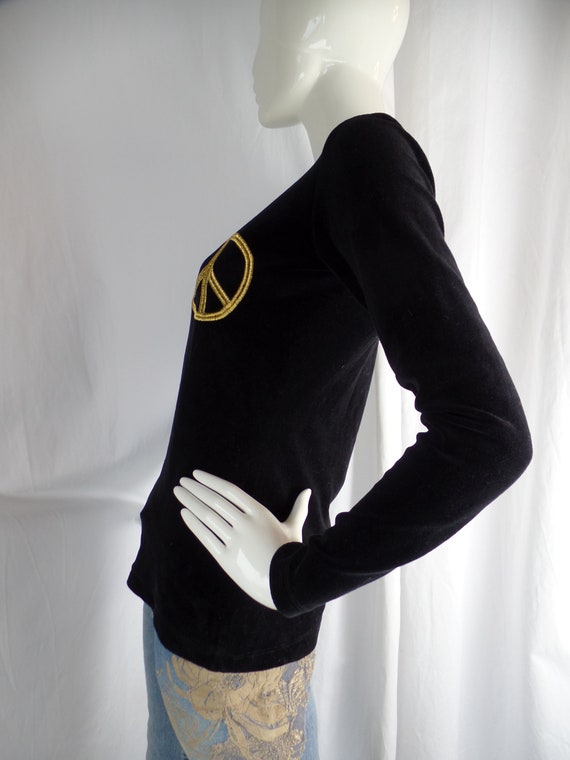80s CHEAP & CHIC by MOSCHINO peace symbol black v… - image 4