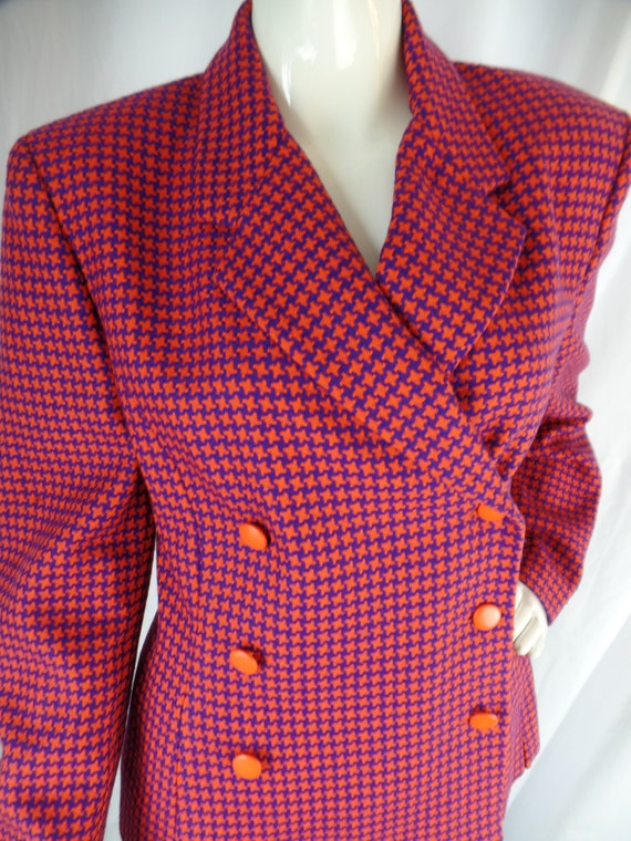 vintage 80s BYBLOS purple and coral double breast… - image 8