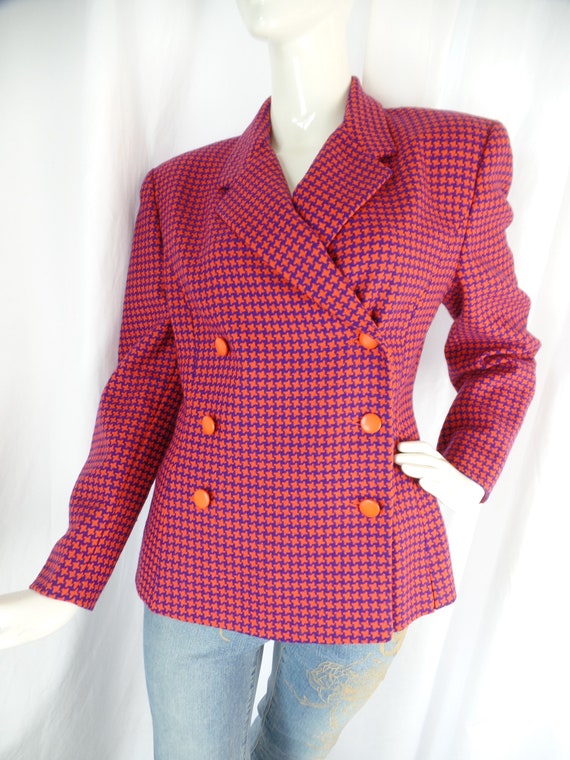 vintage 80s BYBLOS purple and coral double breast… - image 3