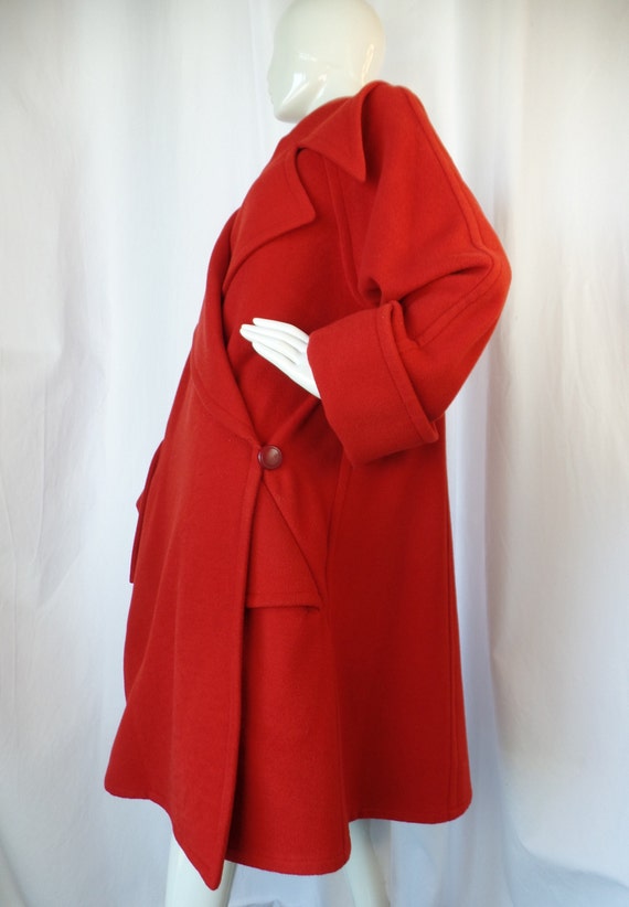 80s RARE vintage KARL LAGERFELD scarlet red woolw… - image 2