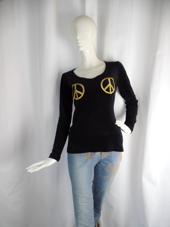 80s CHEAP & CHIC by MOSCHINO peace symbol black v… - image 1