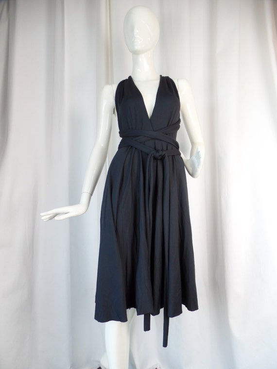 80s deadstock convertible black nylon stretch hal… - image 4