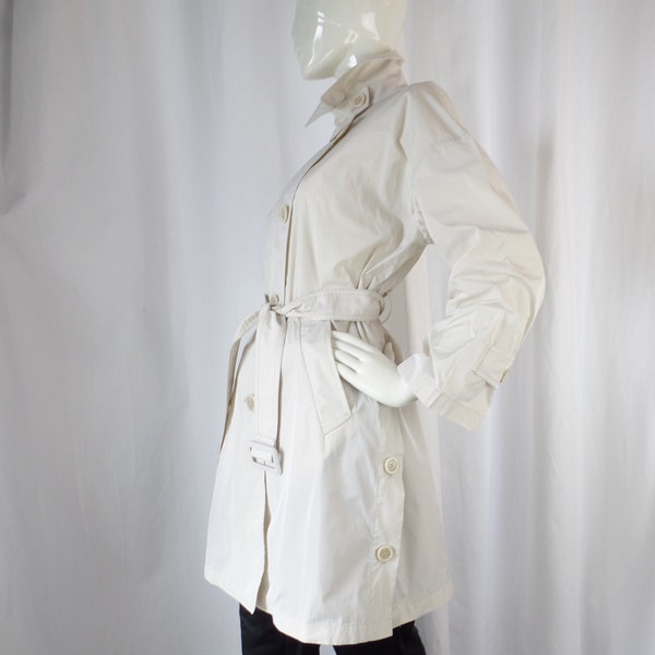 vintage WEEKEND MAX MARA ecru nylon belted trench coat raincoat/ designed in Italy: size USA2-fits 6-small 8 women