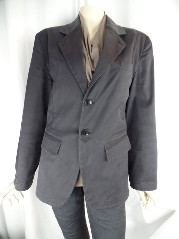 80s ANN DEMEULEMEESTER dusty navy cotton boyfrien… - image 1