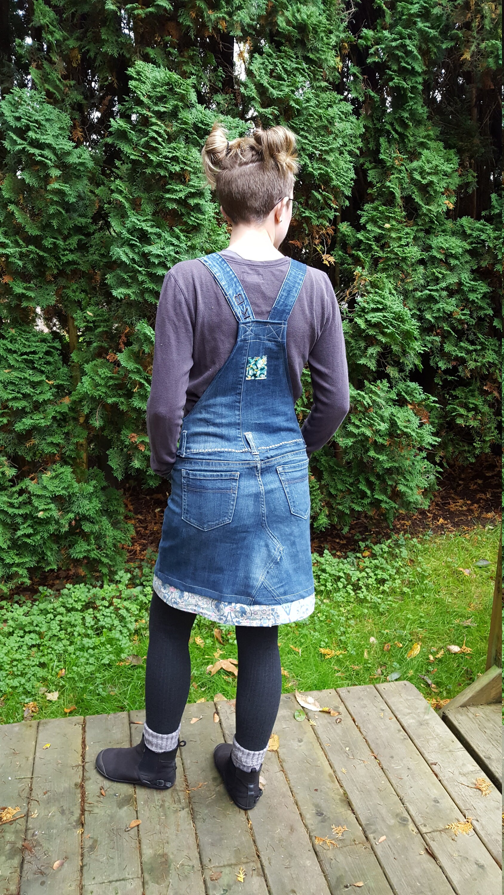 Denim bib overall dress upcycled Etsy