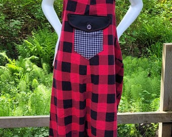 Loose fit, baggy overalls, dungarees.  Upcycled, hand made in Canada