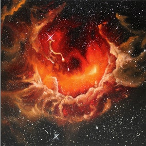 Red Far Away Galaxy Space 12X16 Inch Framed Art Print