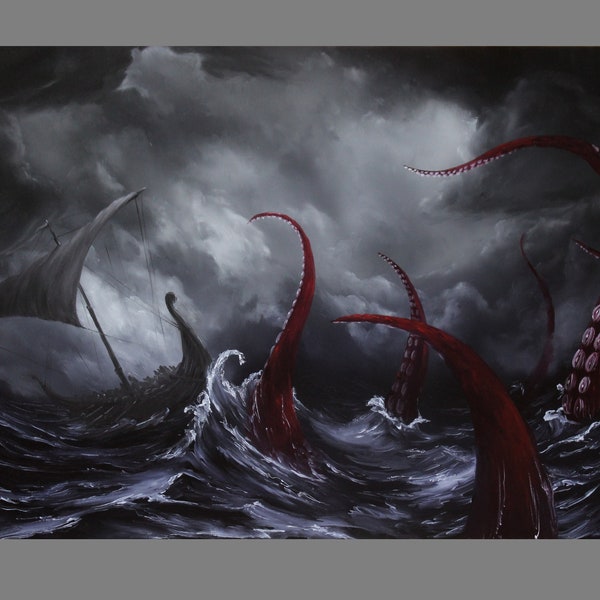 Sea Monsters Fine Art print A3 / A2
