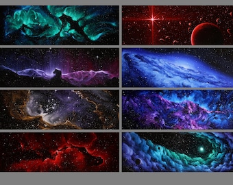 2x15 cm Magnet Space Weltraum Nebel Galaxy Deep Space Art Print Kühlschrank Dünne Flache Lange Magnet Stocking Stuffers