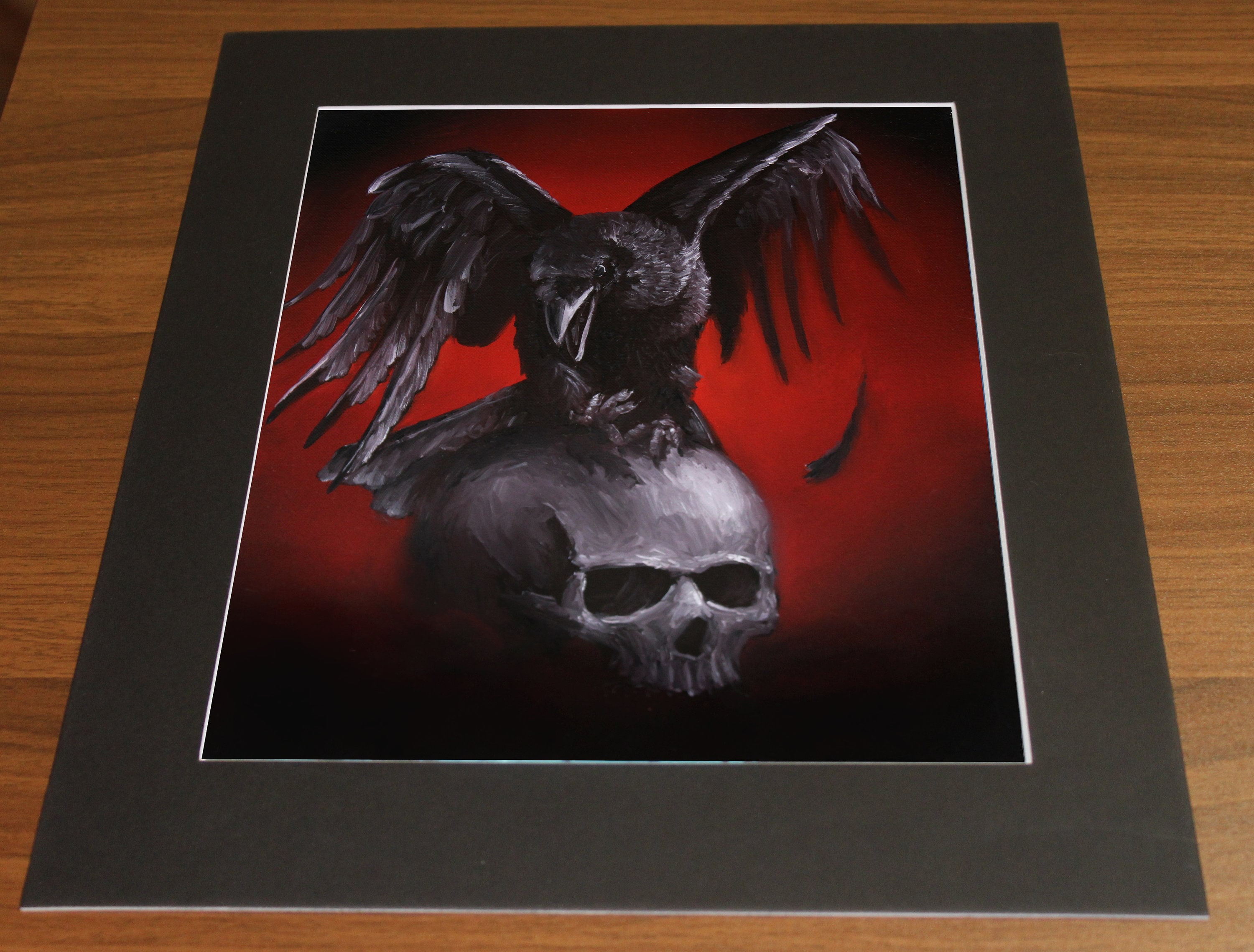 Art PRINT Raven Crow Skull Macabre Horror Gothic Red Black | Etsy