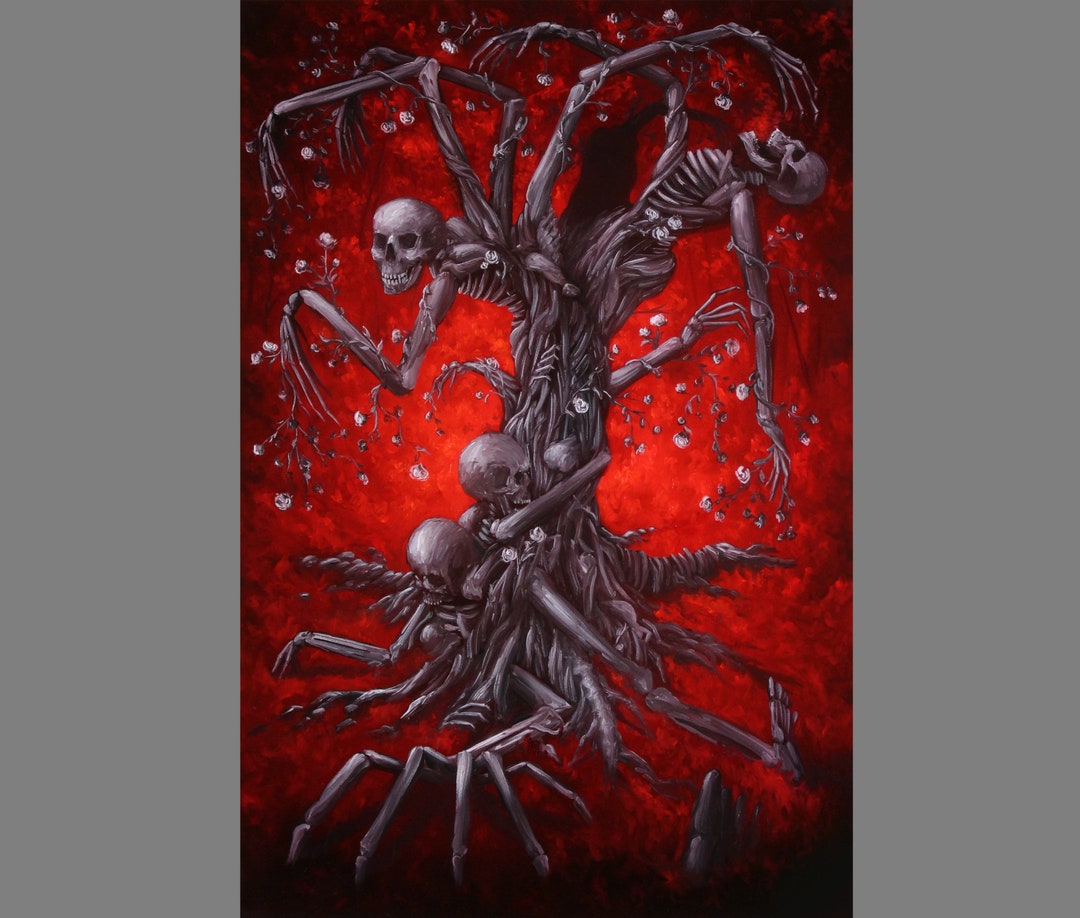 Art PRINT - Giant Skeleton Skeletree Forest Tree - Spooky Horror