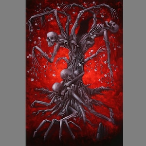Art PRINT - Giant Skeleton Skeletree Forest Tree -  Spooky Horror Macabre Skull Wall Art - Choose Size 4x6&quot; 5x7&quot; 8x10&quot; 12x16&quot; PRINTS