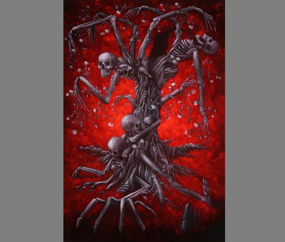 Art PRINT - Giant Skeleton Skeletree Forest Tree - Spooky Horror