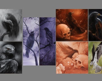 2x4" - 4x4" Magnet Crow Raven Vulture Hawk Bird of Prey Birds Ornithology Owl Art Print Refrigerator Square Magnet Stocking Stuffers
