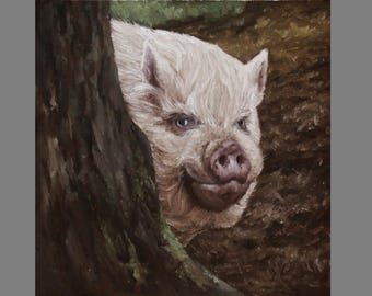 Art PRINT - Big Pig Farm Animal Wall Art - Choose Size 8x8", 10x10" 12x12" PRINTS