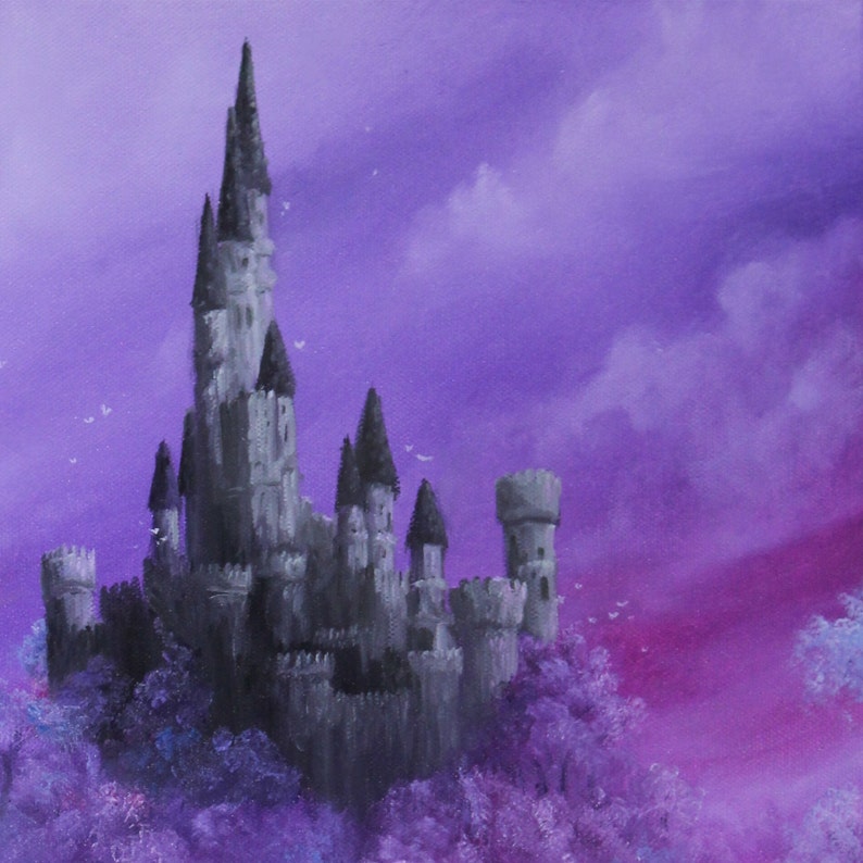 Art PRINT Fantasy Light Purple Pink Castle Pretty Forest Mystic Morning Landscape Wall Art Choose Size 8x8, 10x10 12x12 PRINTS image 7