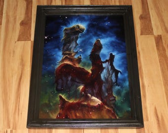 20x30" Original Oil Painting - Colorful Pillars of Creation Eagle Nebula Galaxy Stars Dark Outer Space Astronomy NASA- Large Canvas Wall Art
