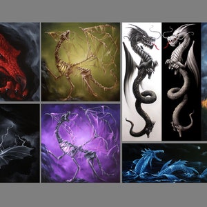 4x4&quot;, 2x6&quot; Magnet Dragon Dragons Fantasy Creature Monster Art Print Refrigerator Thin Flat Square Magnet Stocking Stuffers