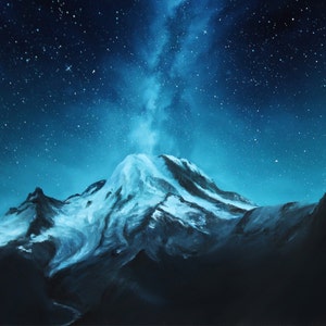 Art PRINT Mount Rainier Milky Way Galaxy Snowy Snowcapped Mountain Landscape Starry Sky Wall Art Choose Size 8x8, 10x10 12x12 PRINTS image 8