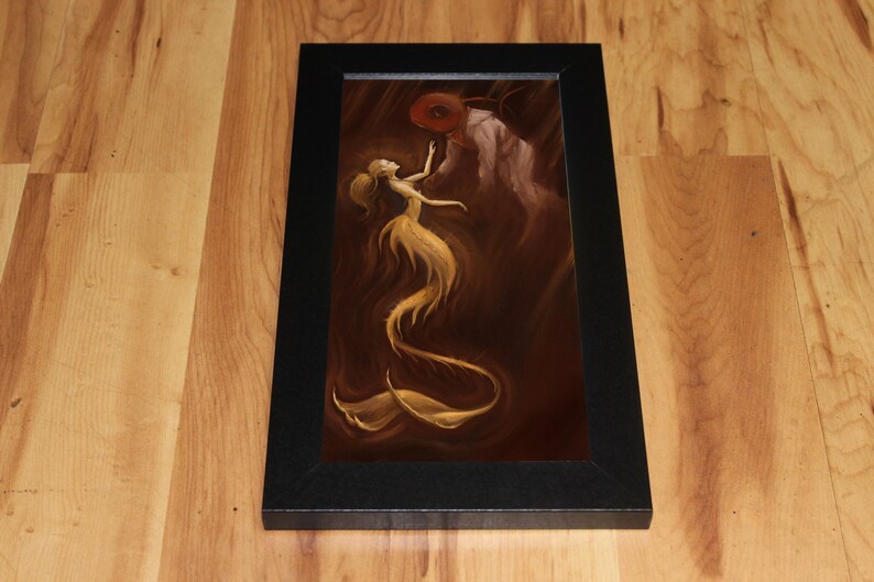 Art PRINT - Mermaid Siren Deep Sea Diver Underwater Ocean Dark Brown ...