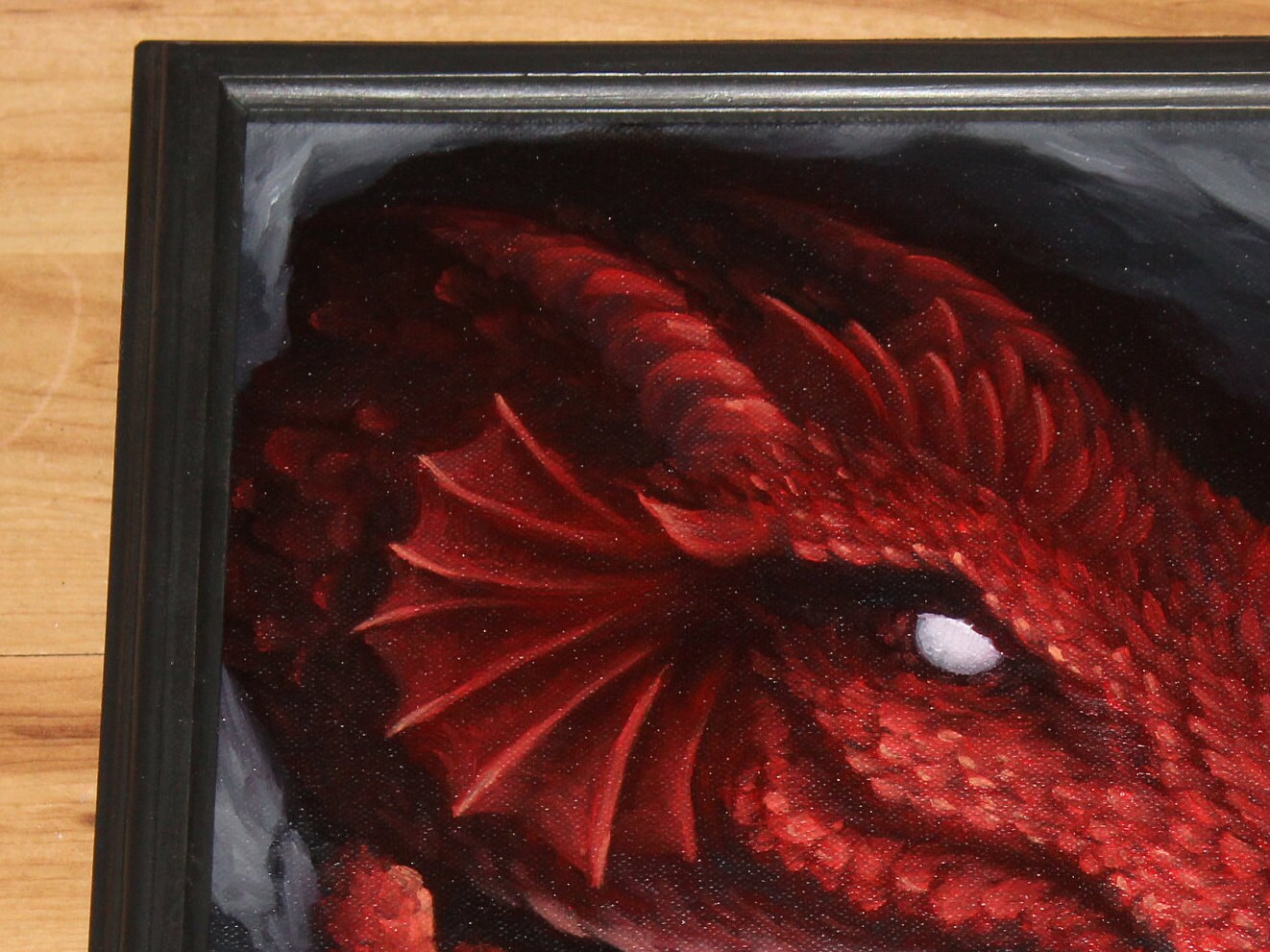 12x12 Original Oil Painting Red Dragon Cave Spooky Etsy