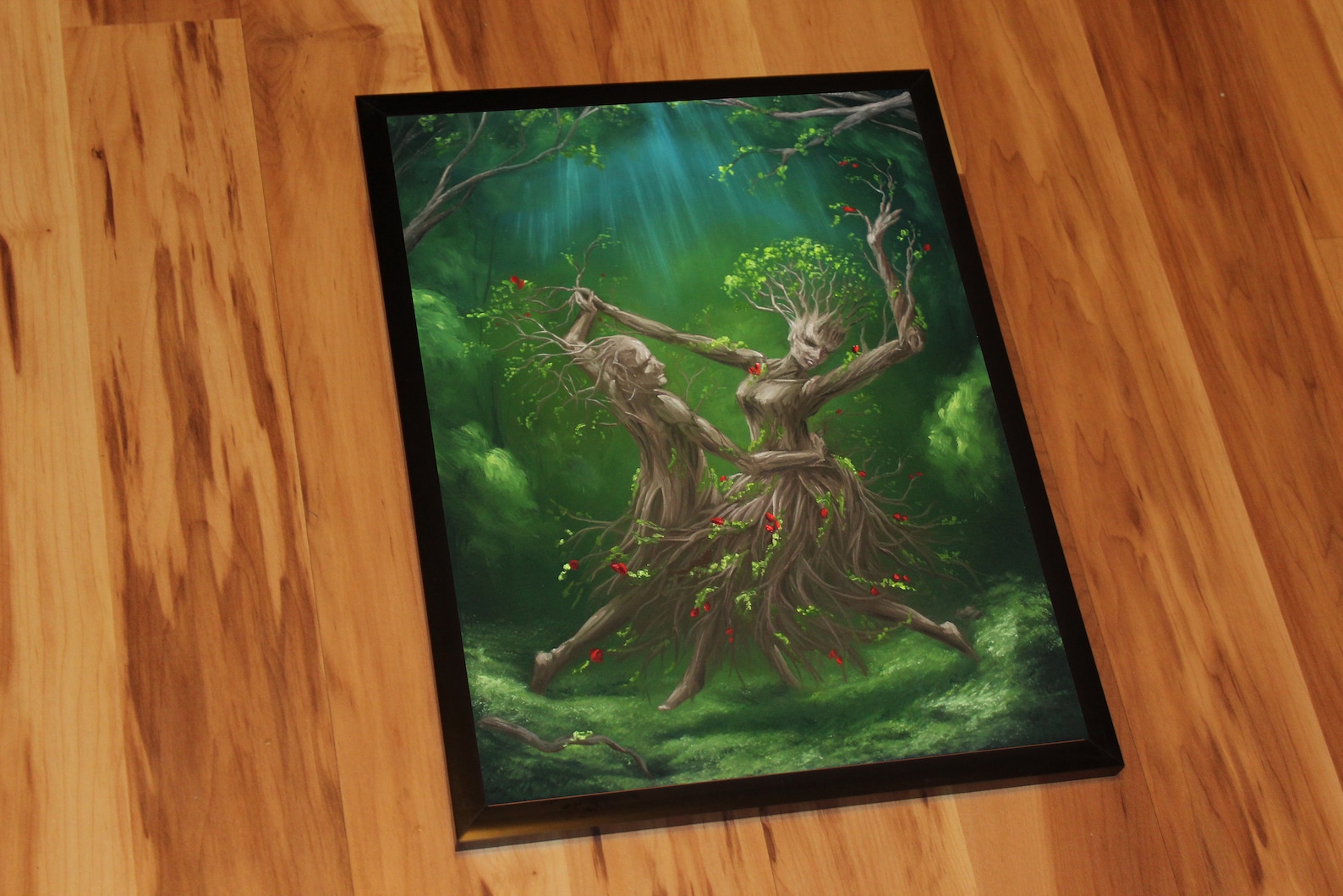 Art PRINT - Enchanted Dark Forest Spirits Dryads Dancing Trees ...