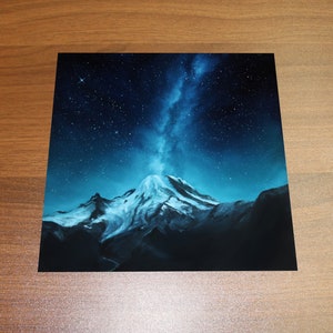 Art PRINT Mount Rainier Milky Way Galaxy Snowy Snowcapped Mountain Landscape Starry Sky Wall Art Choose Size 8x8, 10x10 12x12 PRINTS Print Only