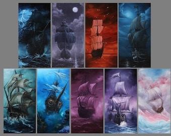 2x4" Magnet Ship Ships Boats Sailing Fantasy Viking Longboat Ship of Sail Stormy Ocean Art Print Refrigerator Magnet Stocking Stuffers