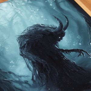 8x10" Original Oil Painting - Spooky Monster Evil Creature Shadow Forest Fantasy Landscape Scenery - Small Wall Art image 11