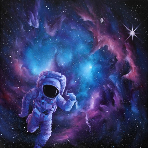 Art PRINT Astronaut Nebula Galaxy Blue Pink Purple Abstract Fantasy Sci Fi  Outer Space Wall Art Choose Size 8x8, 10x10 12x12 PRINTS -  New Zealand