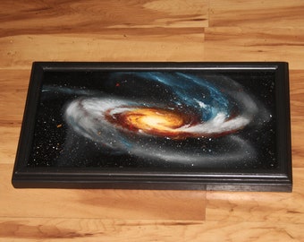 8x16" Original Oil Painting - Tadpole Galaxy Nebula Outer Space Deep Space Astronomy Stars Starry Wall Art