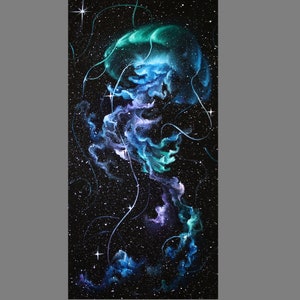Art PRINT - Jellyfish Nebula Galaxy Outer Space Fantasy Art - Choose Size 5x10&quot;, 6x12&quot; 8x16&quot; PRINTSandscape Scenery Wall Art