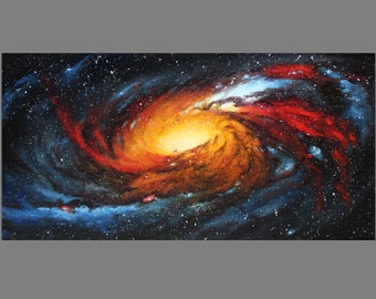 Art PRINT - Messier 106 Galaxy - Outer Space Nebula Astronomy Wall Art - Choose Size 5x10", 6x12" 8x16" PRINTS