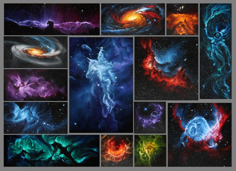 CUSTOM Original Oil Painting  Nebula Galaxy Deep Space Outer image 1